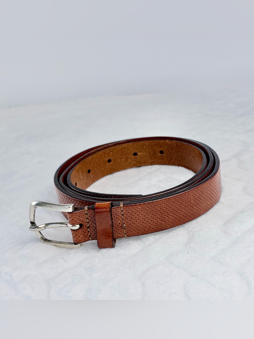 Fabio Corti Made in Italy brown Unisex Perforated Leather belt Women’s Size L